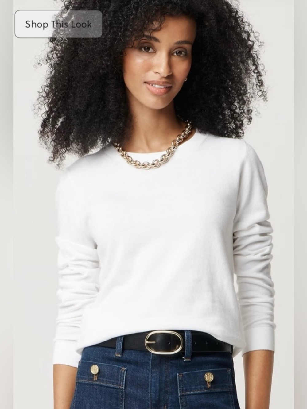 J.Crew Cotton Teddie sweater in white